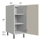 RTA Milan Beige Matte 15" Full Height Door Base Cabinet-Left Hinged with 2 Finished Sides and 2 Roll Out Trays