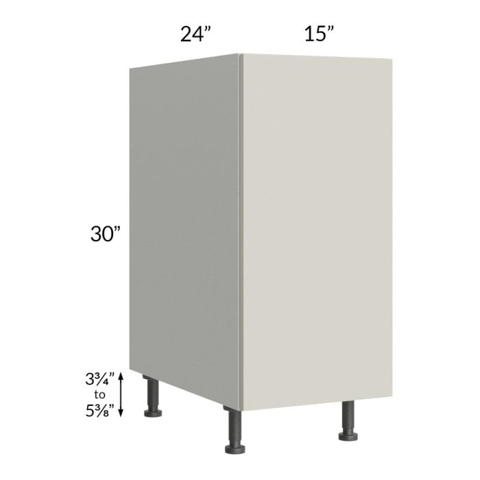 RTA Milan Beige Matte 15" Full Height Door Base Cabinet-Left Hinged with Spice Pull-Out