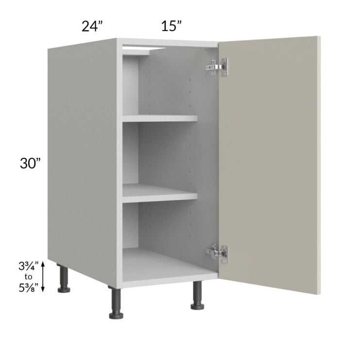 RTA Milan Beige Matte 15" Full Height Door Base Cabinet-Right Hinged with Spice Pull-Out