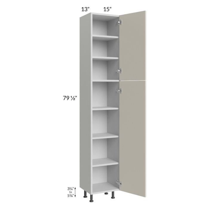 RTA Milan Beige Matte 15" x 13" x 84" Pantry Cabinet (13" depth)-Left Hinged