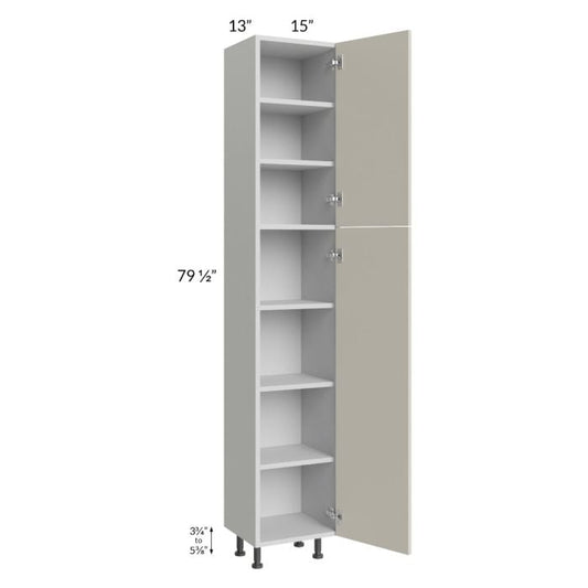RTA Milan Beige Matte 15" x 13" x 84" Pantry Cabinet (13" depth)-Left Hinged