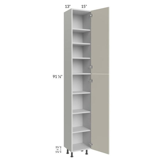 RTA Milan Beige Matte 15" x 13" x 96" Pantry Cabinet (13" depth)-Right Hinged