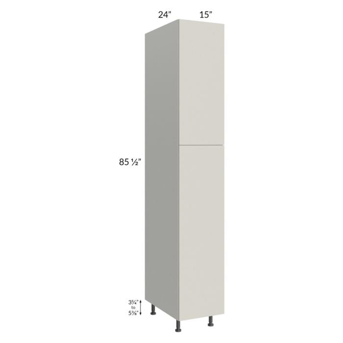 RTA Milan Beige Matte 15" x 24" x 90" Pantry Cabinet (24" depth)-Left Hinged with 2 Roll Out Trays