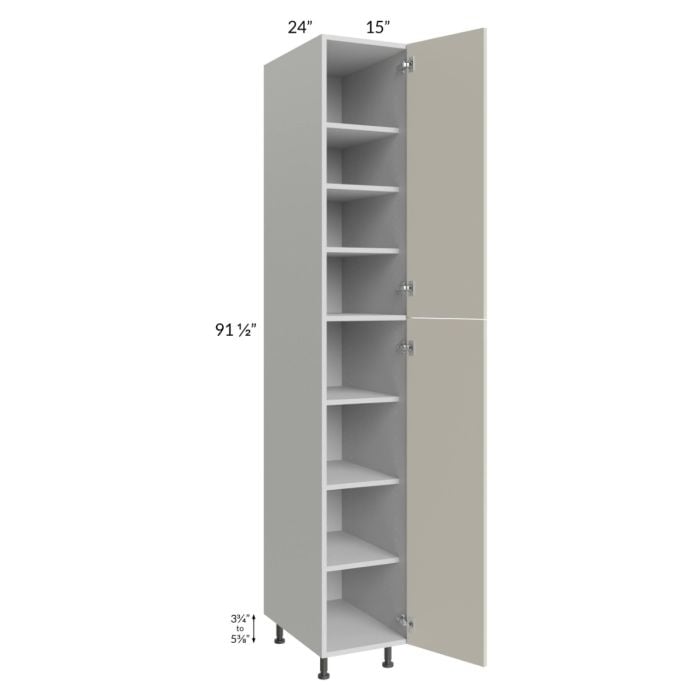 RTA Milan Beige Matte 15" x 24" x 96" Pantry Cabinet (24" depth)-Left Hinged