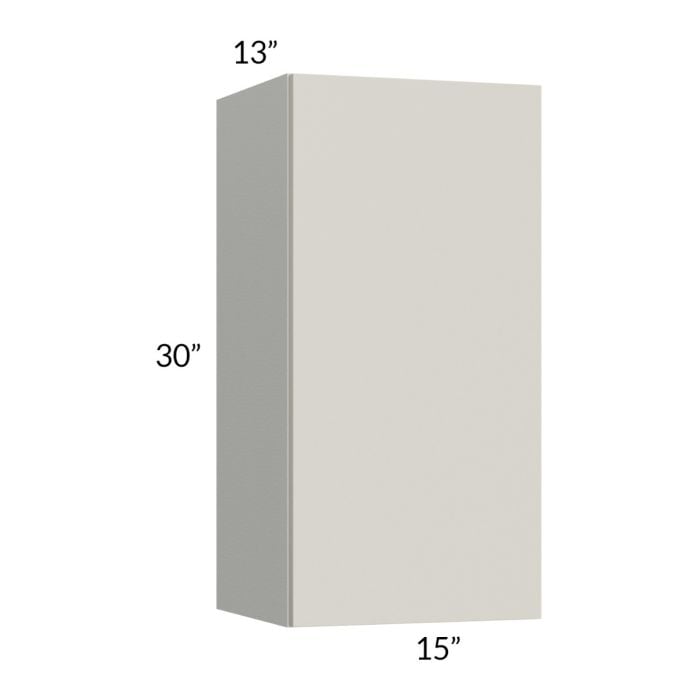 RTA Milan Beige Matte 15" x 30" Wall Cabinet-Left Hinged with 1 Finished Side