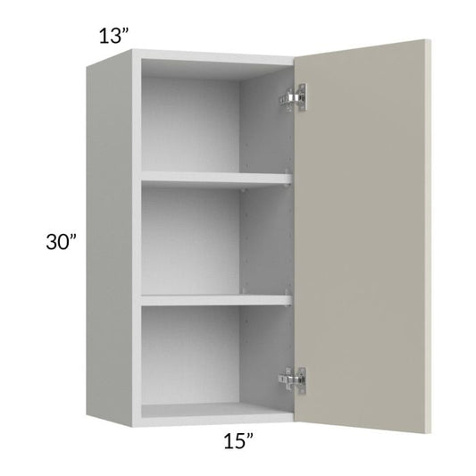 RTA Milan Beige Matte 15" x 30" Wall Cabinet-Left Hinged with 2 Finished Sides