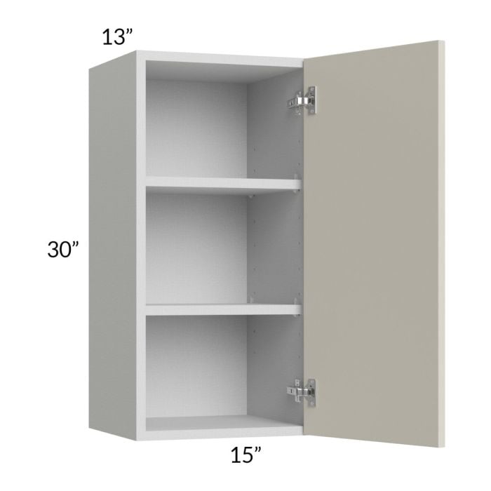 RTA Milan Beige Matte 15" x 30" Wall Cabinet-Right Hinged with 1 Finished Side