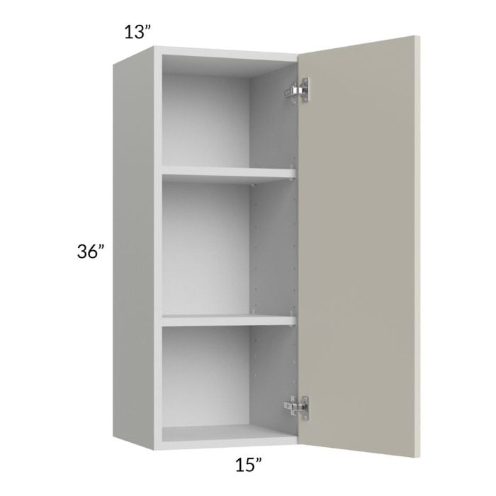 RTA Milan Beige Matte 15" x 36" Wall Cabinet-Right Hinged with 1 Finished Side
