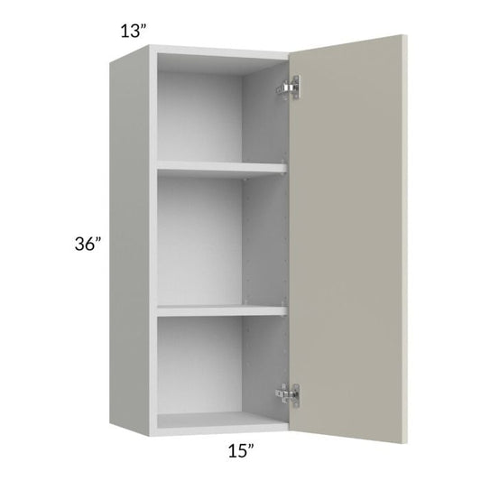 RTA Milan Beige Matte 15" x 36" Wall Cabinet-Right Hinged with 1 Finished Side