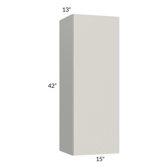 RTA Milan Beige Matte 15" x 42" Wall Cabinet-Left Hinged with 2 Finished Sides
