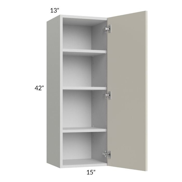 RTA Milan Beige Matte 15" x 42" Wall Cabinet-Right Hinged with 2 Finished Sides