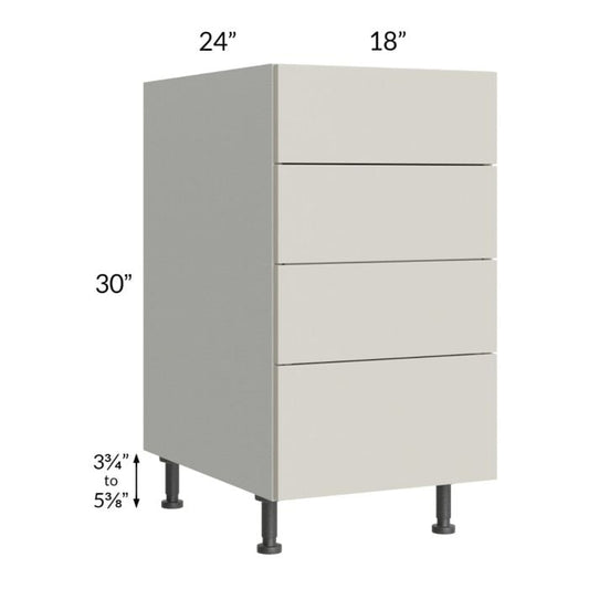 RTA Milan Beige Matte 18" 4-Drawer Base Cabinet with 2 Finished Sides