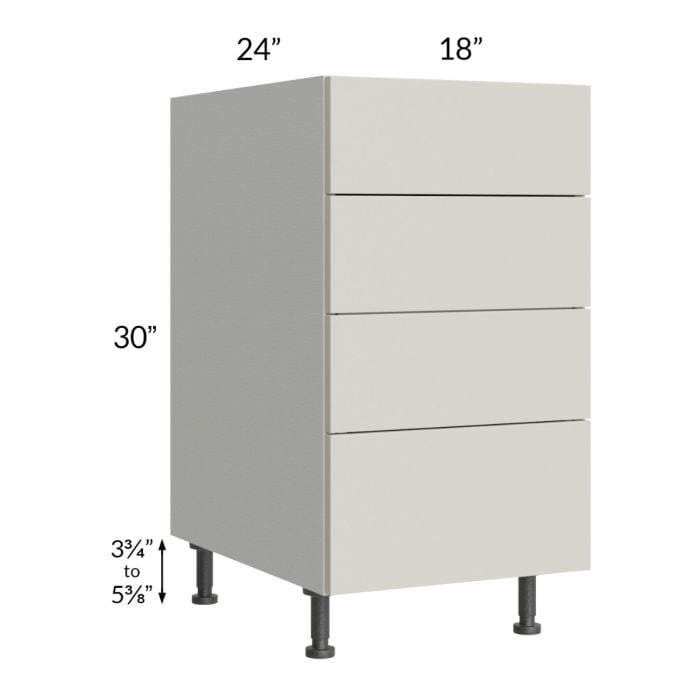 RTA Milan Beige Matte 18" 4-Drawer Base Cabinet