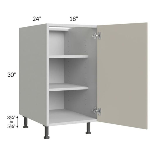 RTA Milan Beige Matte 18" Full Height Door Base Cabinet-Right Hinged with 1 Finished Side and 1 Roll Out Tray