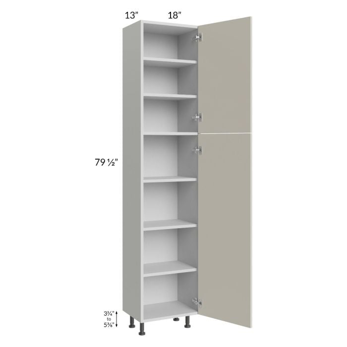 RTA Milan Beige Matte 18" x 13" x 84" Pantry Cabinet (13" depth)-Left Hinged with 2 Finished Sides