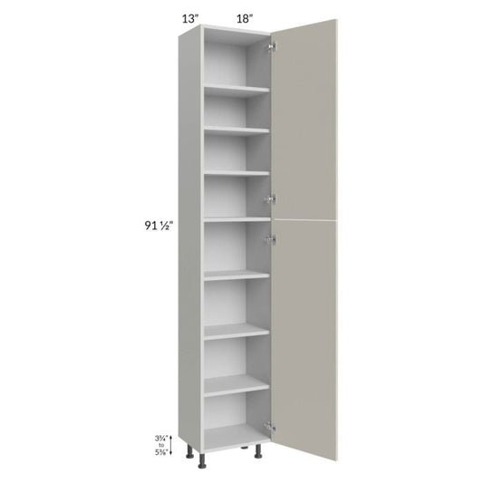 RTA Milan Beige Matte 18" x 13" x 96" Pantry Cabinet (13" depth)-Right Hinged with 2 Finished Sides