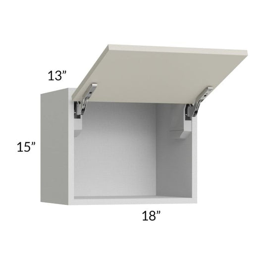 RTA Milan Beige Matte 18" x 15" Lift-Up Door Wall Cabinet with 1 Finished End Panel