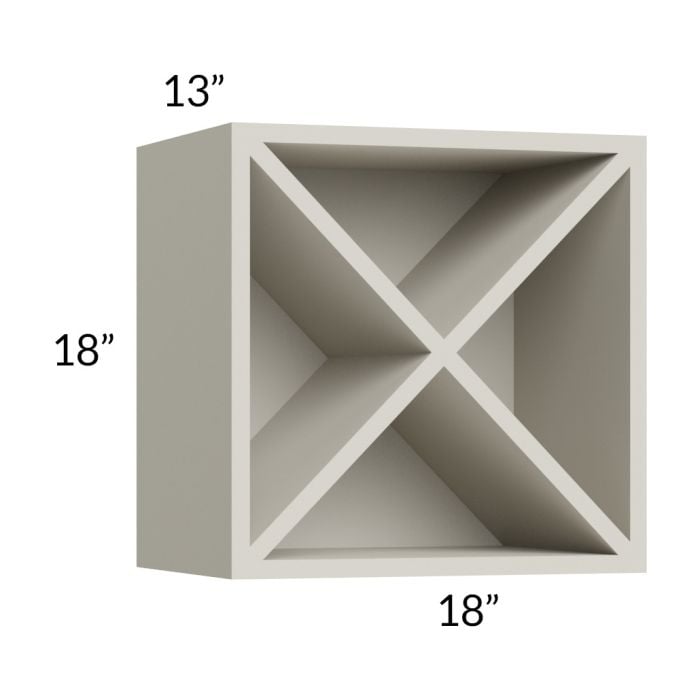 RTA Milan Beige Matte 18" x 18" Wine Rack Cabinet with 1 Finished End Panel