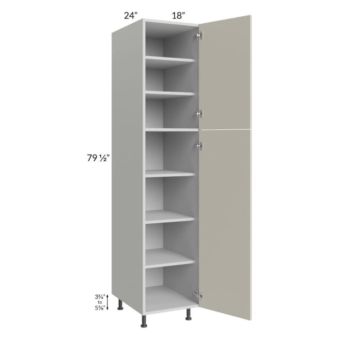 RTA Milan Beige Matte 18" x 24" x 84" Pantry Cabinet (24" depth)-Left Hinged with 1 Finished Side