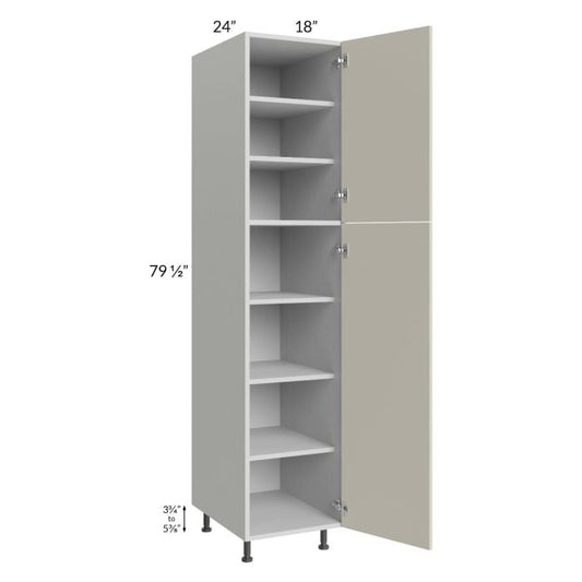 RTA Milan Beige Matte 18" x 24" x 84" Pantry Cabinet (24" depth)-Left Hinged with 2 Roll Out Trays