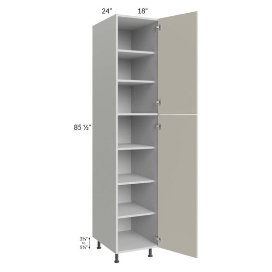 RTA Milan Beige Matte 18" x 24" x 90" Pantry Cabinet (24" depth)-Left Hinged with 1 Finished Side and 1 Roll Out Tray
