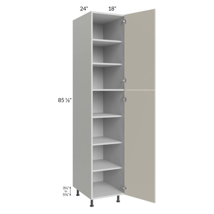 RTA Milan Beige Matte 18" x 24" x 90" Pantry Cabinet (24" depth)-Left Hinged with 2 Finished Sides