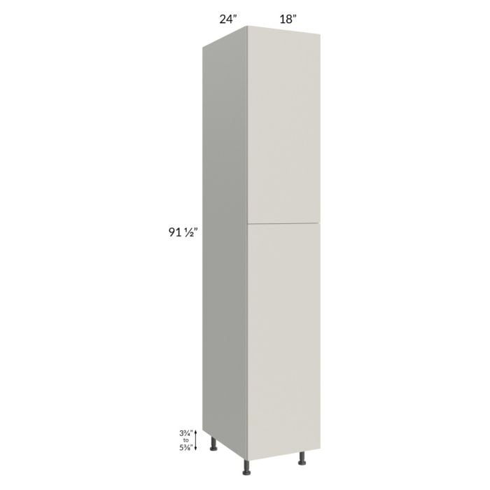 RTA Milan Beige Matte 18" x 24" x 96" Pantry Cabinet (24" depth)-Left Hinged with 1 Finished Side and 4 Roll Out Trays