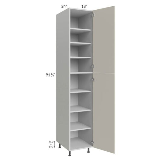 RTA Milan Beige Matte 18" x 24" x 96" Pantry Cabinet (24" depth)-Right Hinged with 3 Roll Out Trays