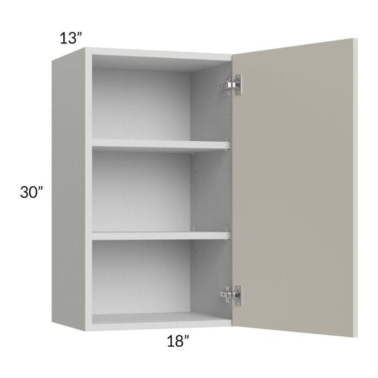 RTA Milan Beige Matte 18" x 30" Wall Cabinet-Left Hinged with 2 Finished Sides