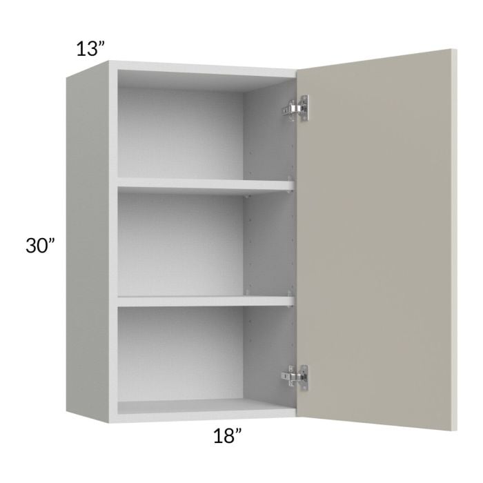 RTA Milan Beige Matte 18" x 30" Wall Cabinet-Right Hinged with 1 Finished Side