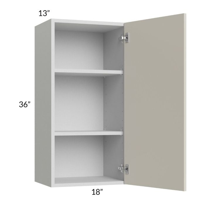 RTA Milan Beige Matte 18" x 36" Wall Cabinet-Left Hinged with 2 Finished Sides