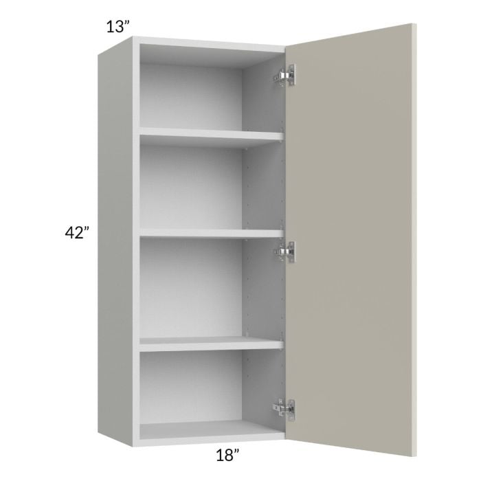 RTA Milan Beige Matte 18" x 42" Wall Cabinet-Left Hinged with 1 Finished Side