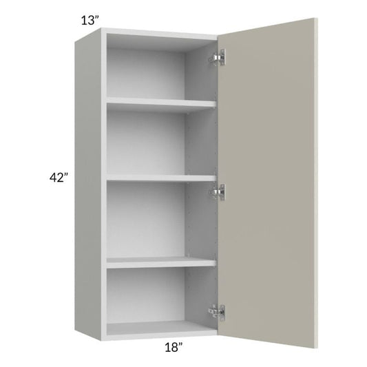 RTA Milan Beige Matte 18" x 42" Wall Cabinet-Left Hinged with 1 Finished Side