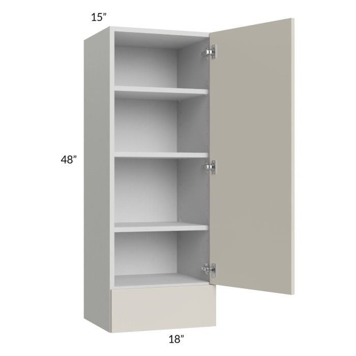 RTA Milan Beige Matte 18" x 48" x 15" Wall Cabinet-Left Hinged with Drawers