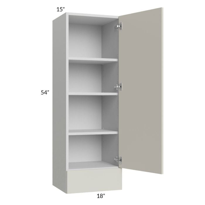 RTA Milan Beige Matte 18" x 54" x 15" Wall Cabinet-Left Hinged with Drawers and 2 Finished End Panels