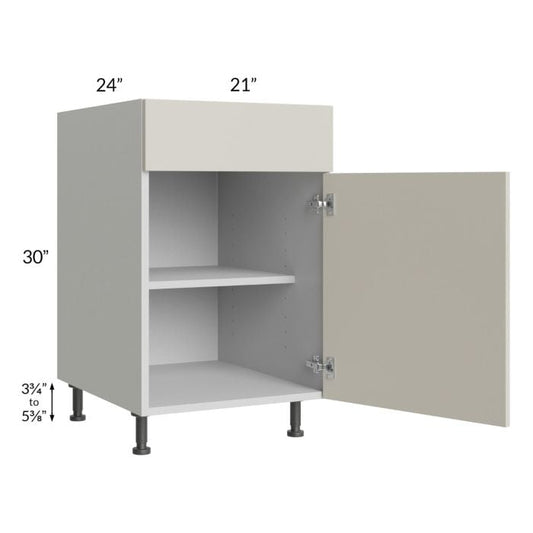 RTA Milan Beige Matte 21" Base Cabinet-Left Hinged with 1 Finished Side and 1 Roll Out Tray