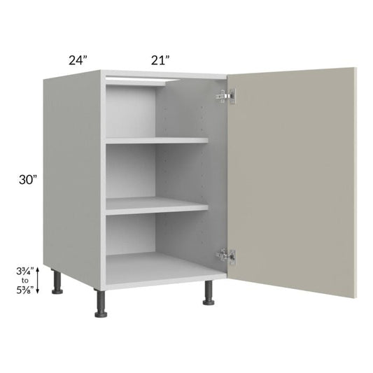 RTA Milan Beige Matte 21" Full Height Door Base Cabinet-Right Hinged with 1 Finished Side and 2 Roll Out Trays