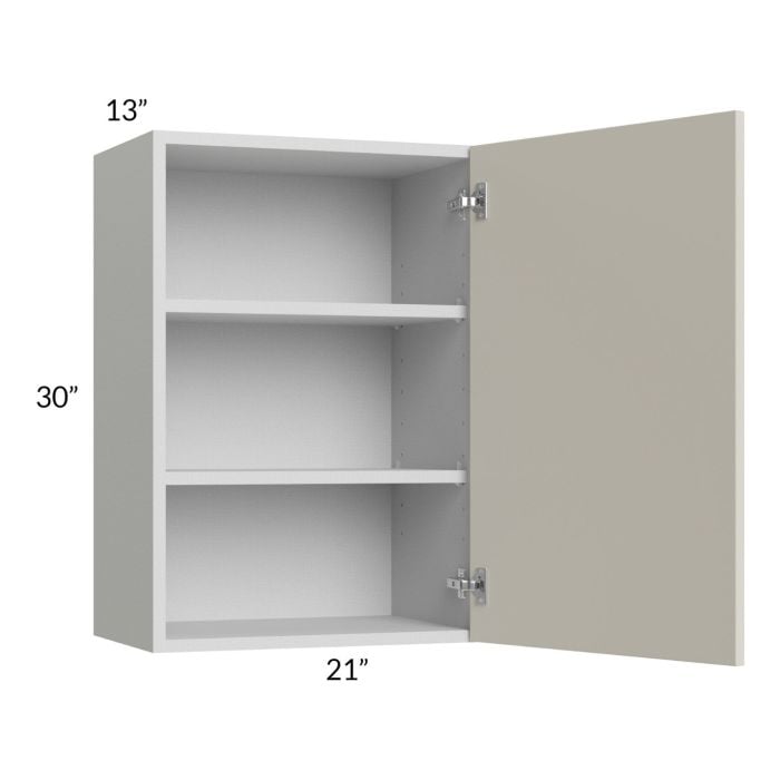 RTA Milan Beige Matte 21" x 30" Wall Cabinet-Left Hinged with 1 Finished Side