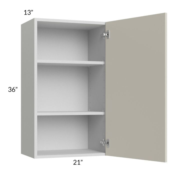 RTA Milan Beige Matte 21" x 36" Wall Cabinet-Left Hinged with 2 Finished Sides