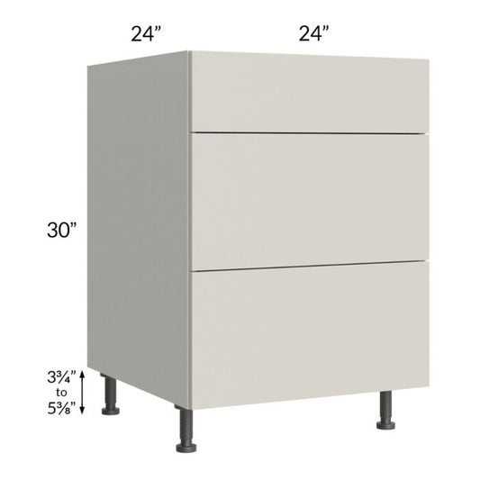 RTA Milan Beige Matte 24" 3-Drawer Base Cabinet with 1 Finished Side