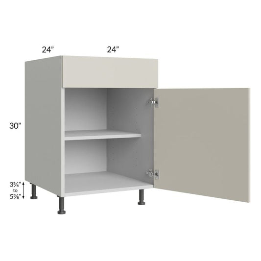 RTA Milan Beige Matte 24" Base Cabinet (1 door)-Right Hinged with 1 Finished Side and 1 Roll Out Tray