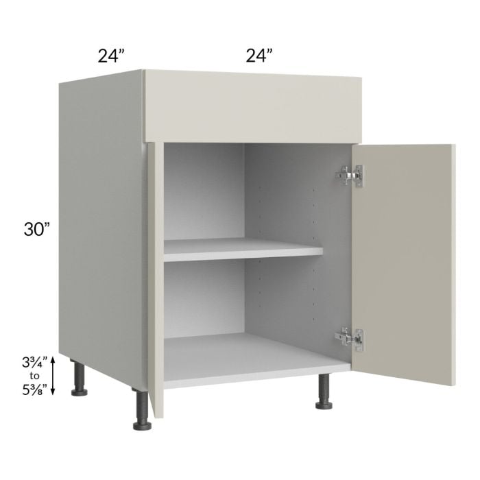 RTA Milan Beige Matte 24" Base Cabinet with 2 Finished Sides and 1 Roll Out Tray