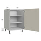 RTA Milan Beige Matte 24" Full Height Door Base Cabinet (1 door)-Left Hinged with 2 Roll Out Trays