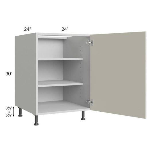 RTA Milan Beige Matte 24" Full Height Door Base Cabinet (1 door)-Right Hinged with 2 Finished Sides and 2 Roll Out Trays