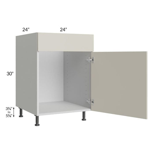 RTA Milan Beige Matte 24" Sink Base Cabinet (1 door)-Left Hinged with 1 Finished Side and Sink Tilt-Out