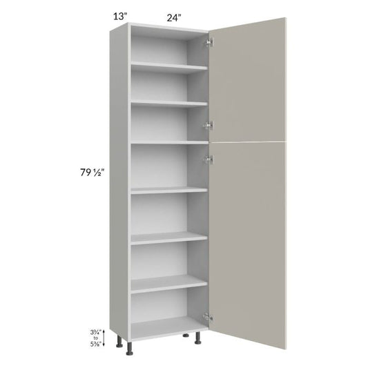 RTA Milan Beige Matte 24" x 13" x 84" Pantry Cabinet (2 doors, 13" depth) with 2 Finished Sides