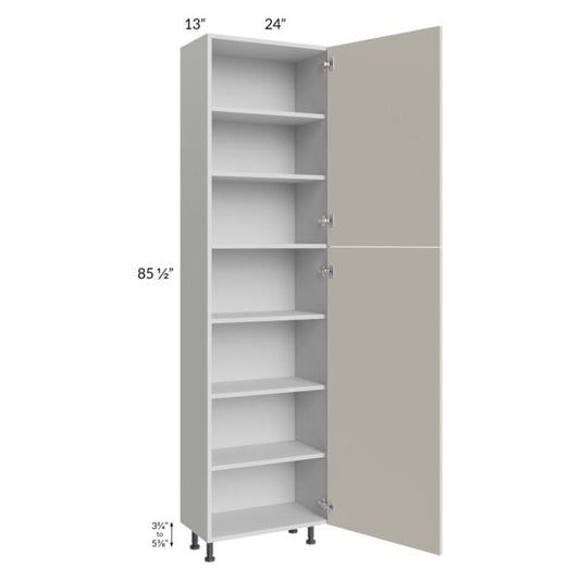 RTA Milan Beige Matte 24" x 13" x 90" Pantry Cabinet (2 doors, 13" depth) with 1 Finished Side