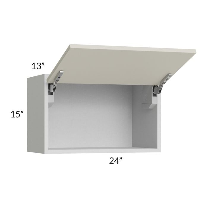 RTA Milan Beige Matte 24" x 15" Lift-Up Door Wall Cabinet with 1 Finished End Panel