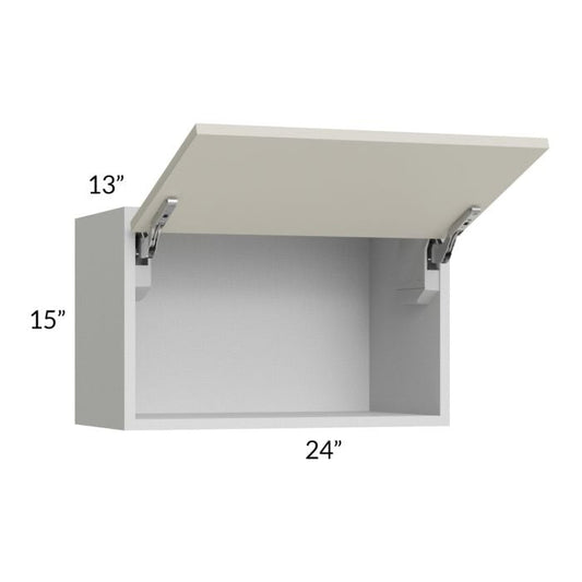 RTA Milan Beige Matte 24" x 15" Lift-Up Door Wall Cabinet with 1 Finished End Panel