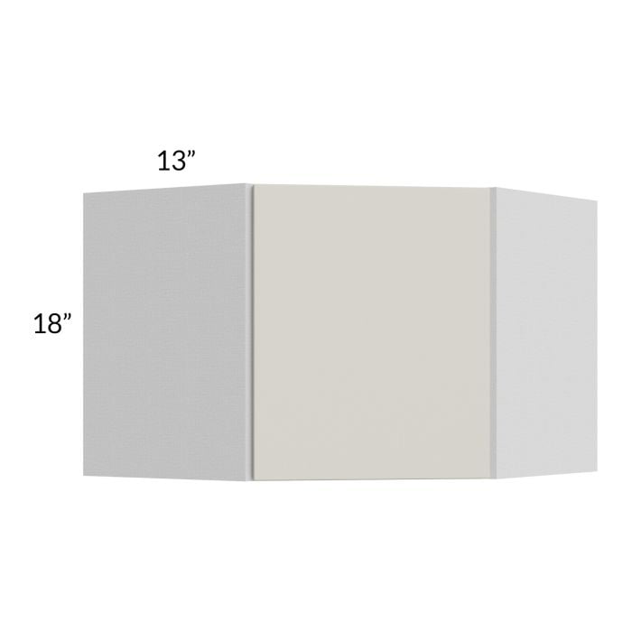 RTA Milan Beige Matte 24" x 18" Diagonal Corner Wall Cabinet-Left Hinged with 2 Finished End Panels